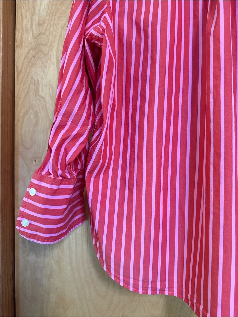Small GAP Red & Pink Striped Cotton Poplin Button-Down Shirt Coord Set Available - Picture 6 of 10